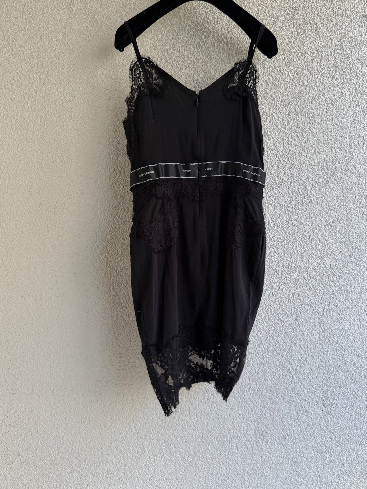 Dolce & Gabbana Black Silk Slip Mini Dress with Lace Trims - Image 4