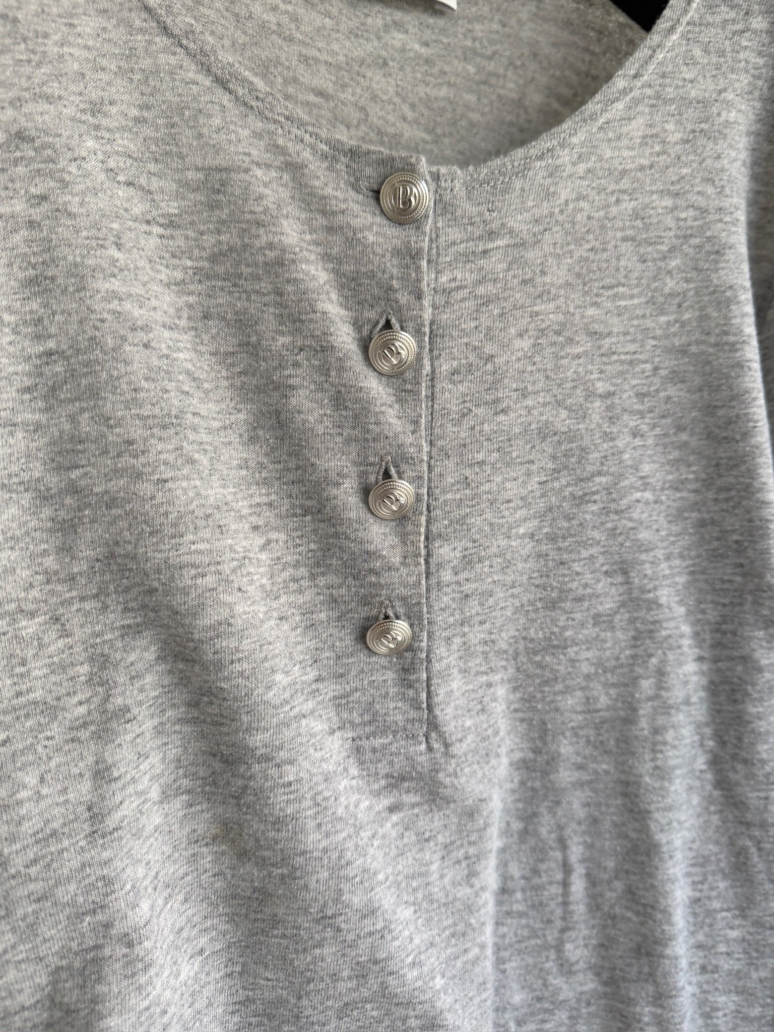 Pierre Balmain Silver Button Front Long Sleeve T-shirt - Image 4