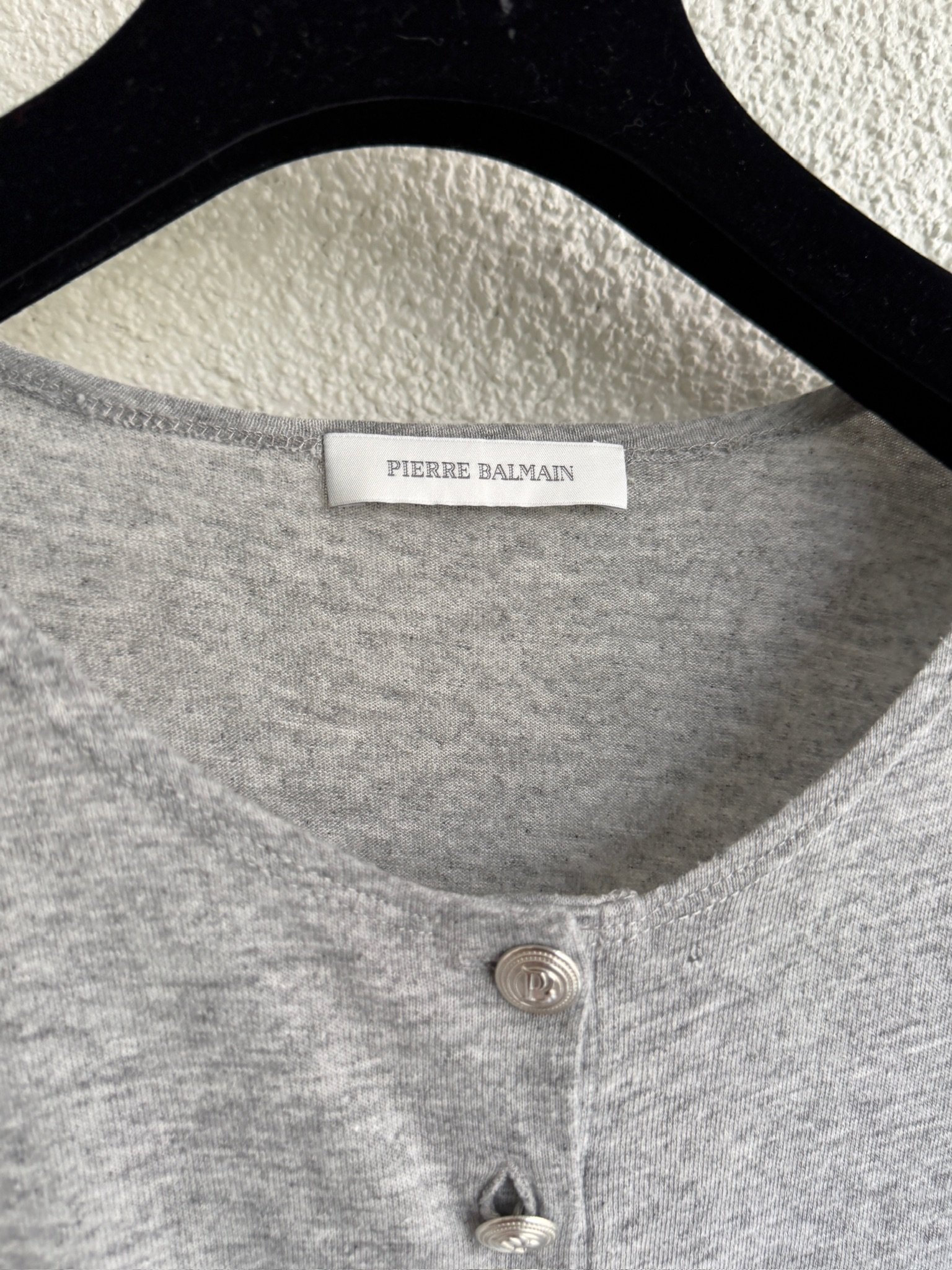 Pierre Balmain Silver Button Front Long Sleeve T-shirt - Image 5