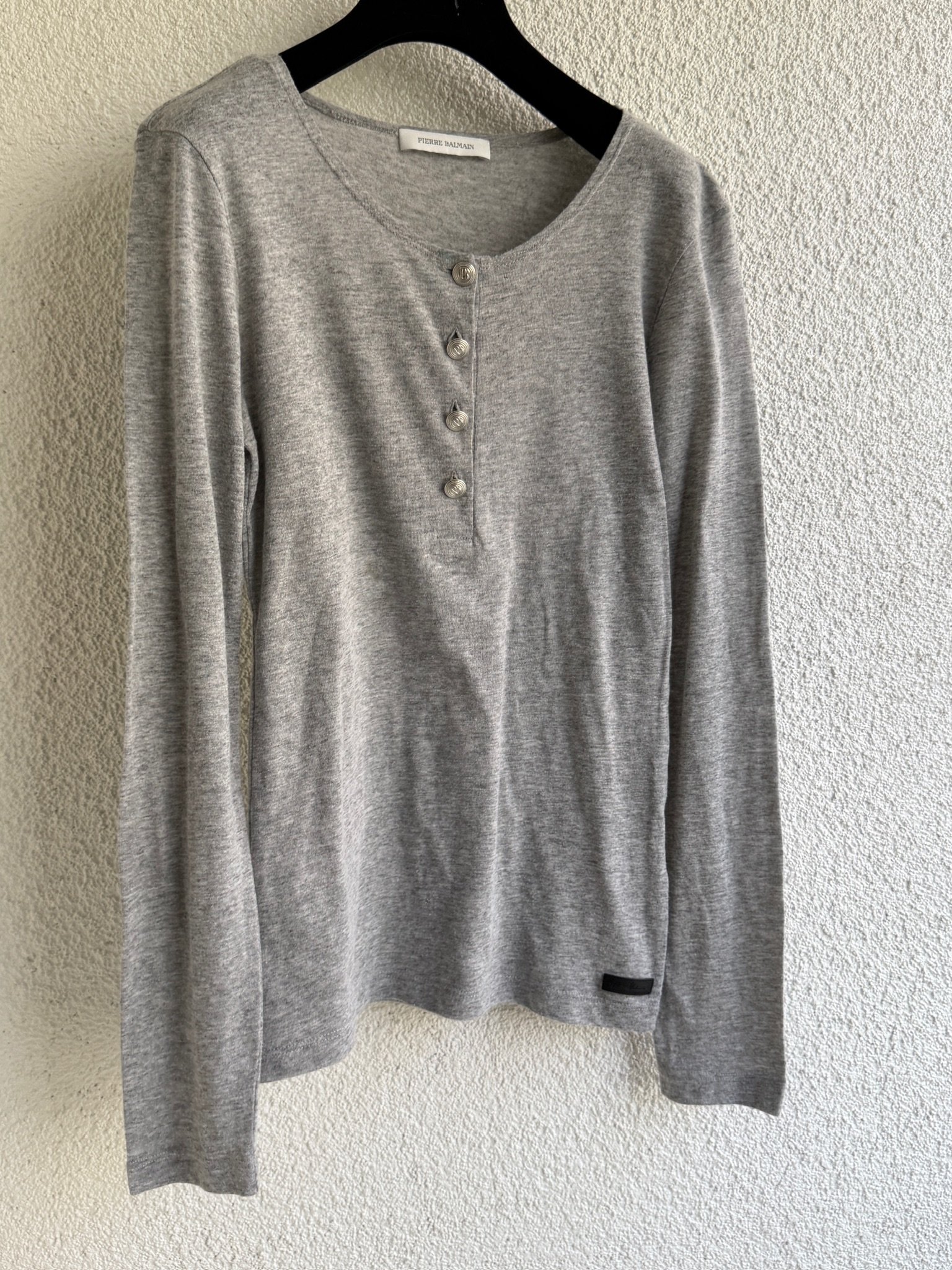 Pierre Balmain Silver Button Front Long Sleeve T-shirt - Image 9