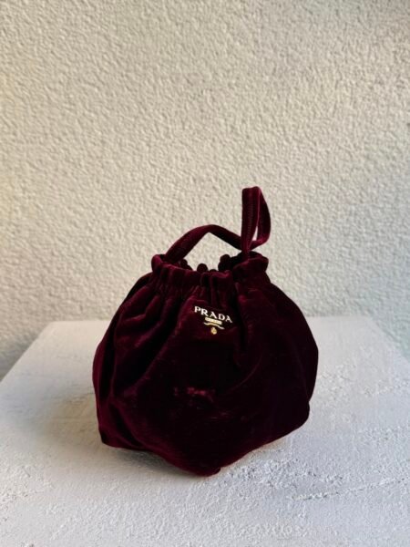 Prada Burgundy Velvet Mini Bucket Bag