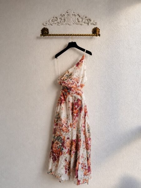 Zimmermann Pattie Asymetric Floral Print Midi Dress