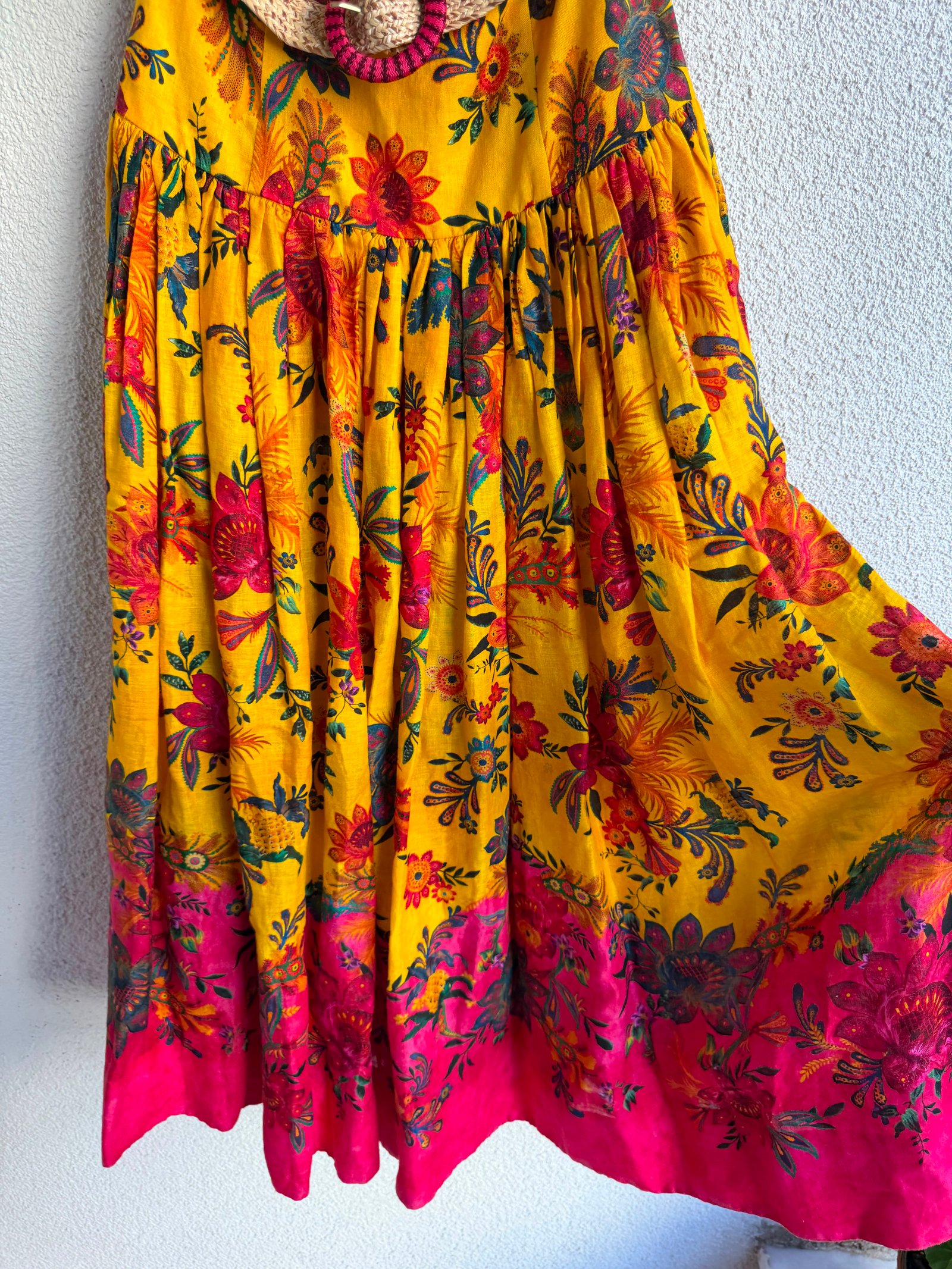 Zimmermann Ginger Printed Linen Strapless Midi Dress