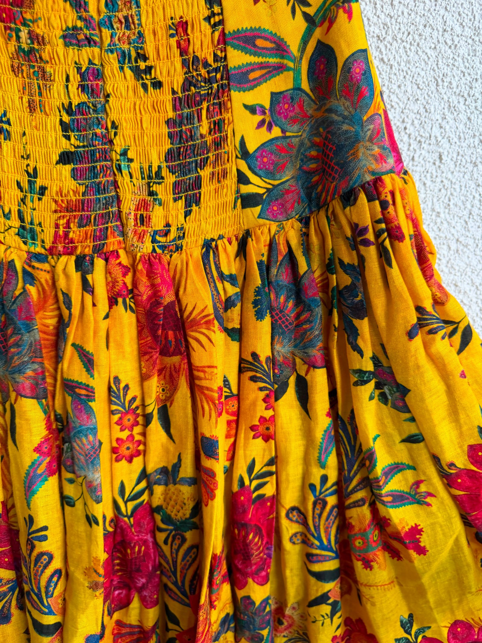 Zimmermann Ginger Printed Linen Strapless Midi Dress