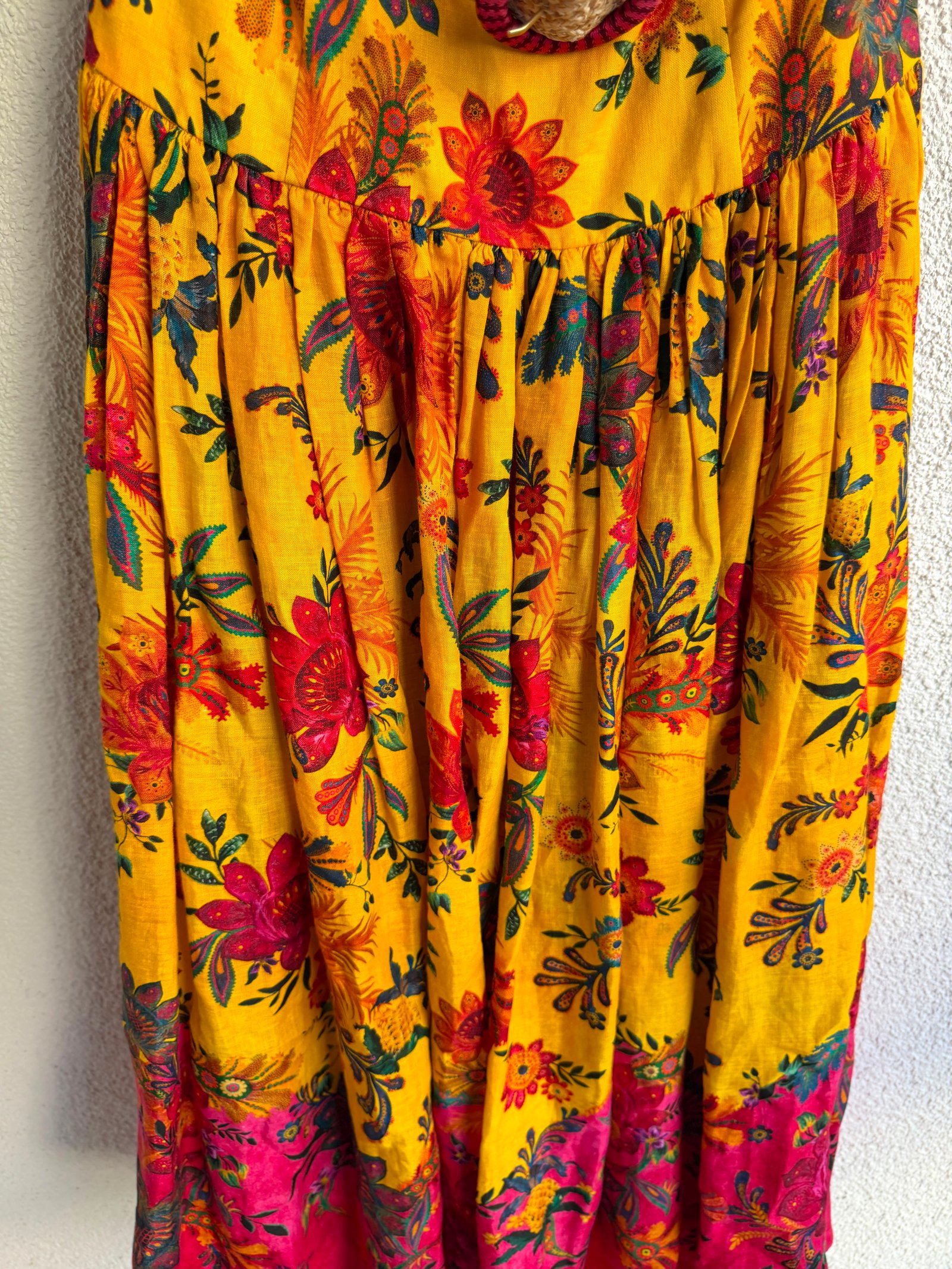 Zimmermann Ginger Printed Linen Strapless Midi Dress