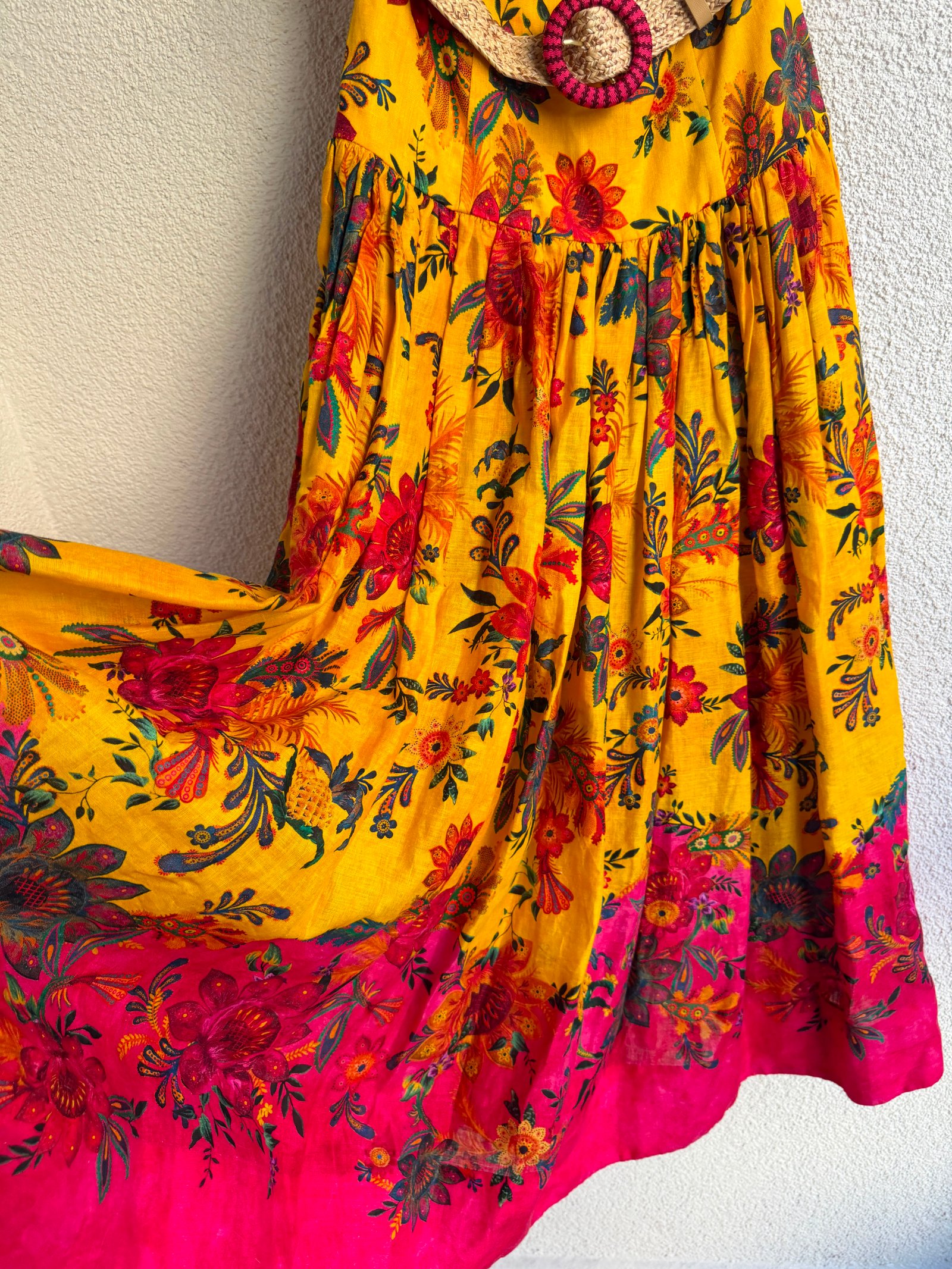 Zimmermann Ginger Printed Linen Strapless Midi Dress