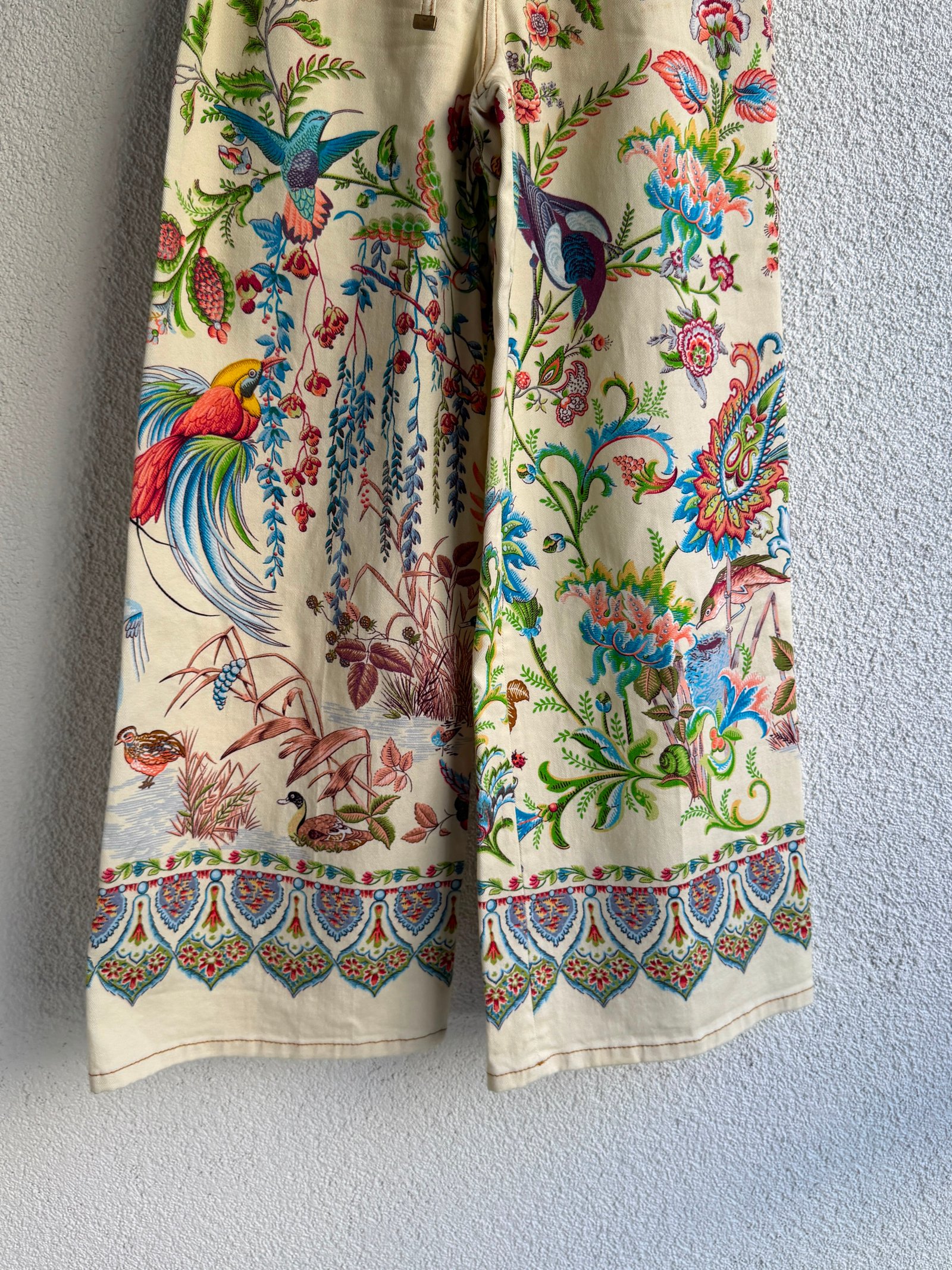 Etro Bow-Tie Botanical Wide-Leg Jeans