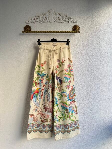 Etro Bow-Tie Botanical Wide-Leg Jeans
