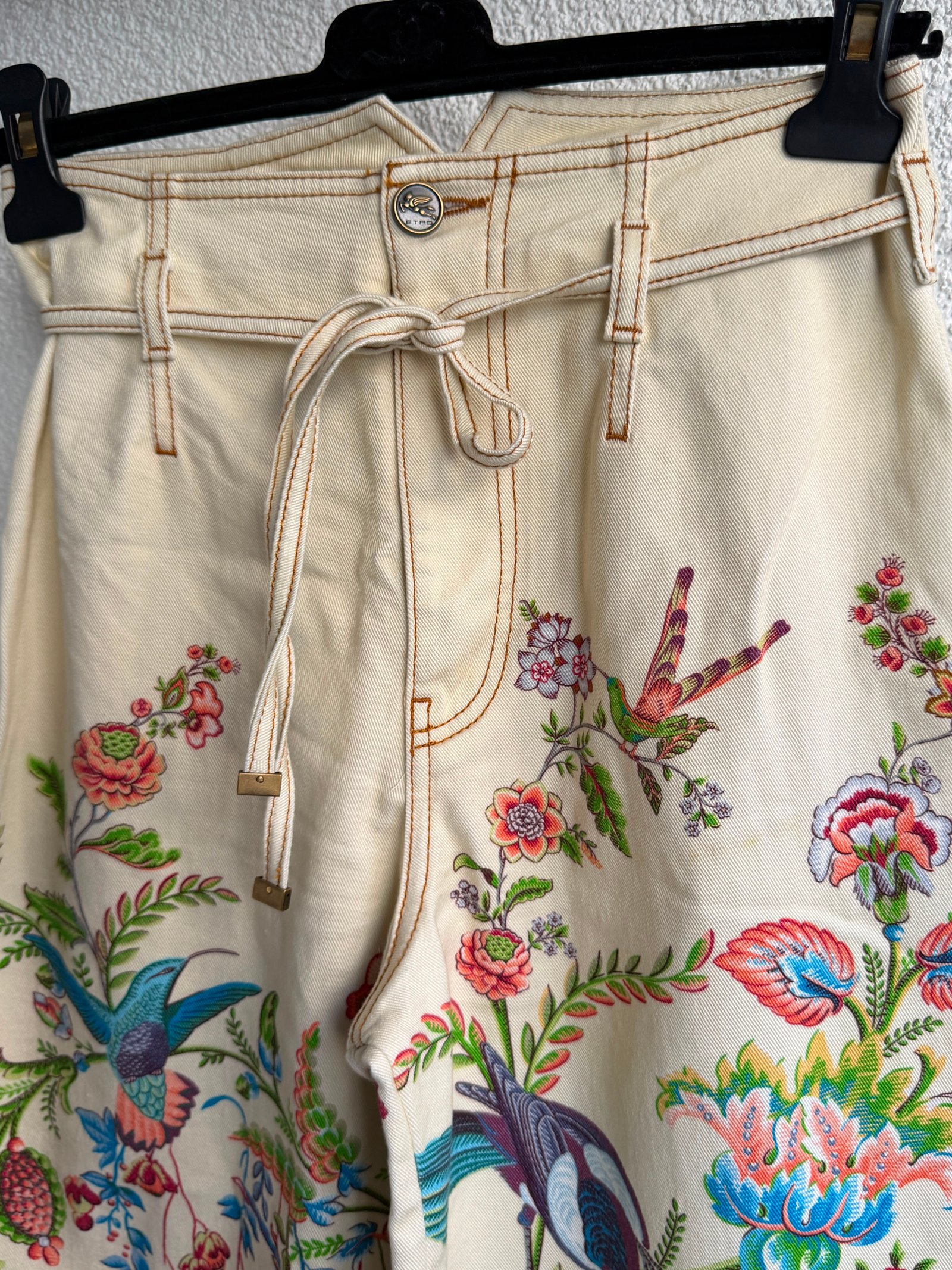 Etro Bow-Tie Botanical Wide-Leg Jeans