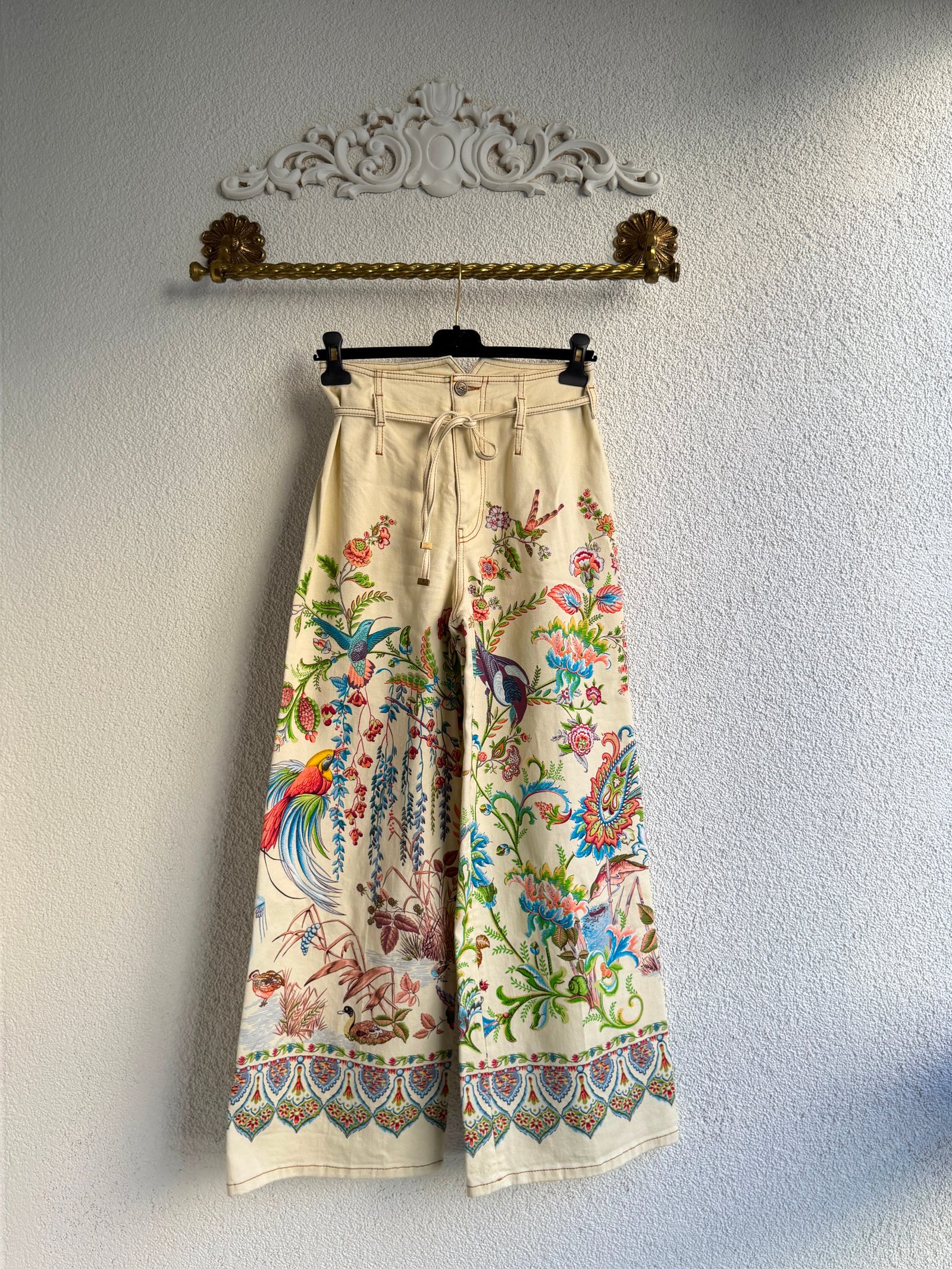 Etro Bow-Tie Botanical Wide-Leg Jeans