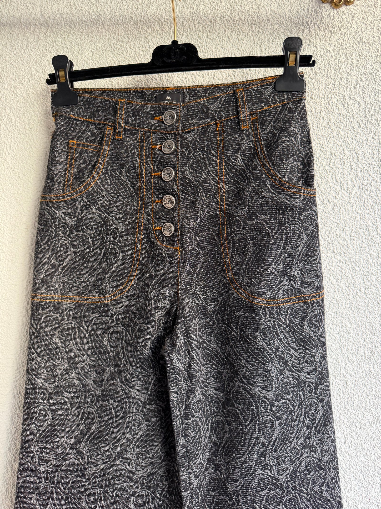 Etro Flared Jacquard Paisley Jeans