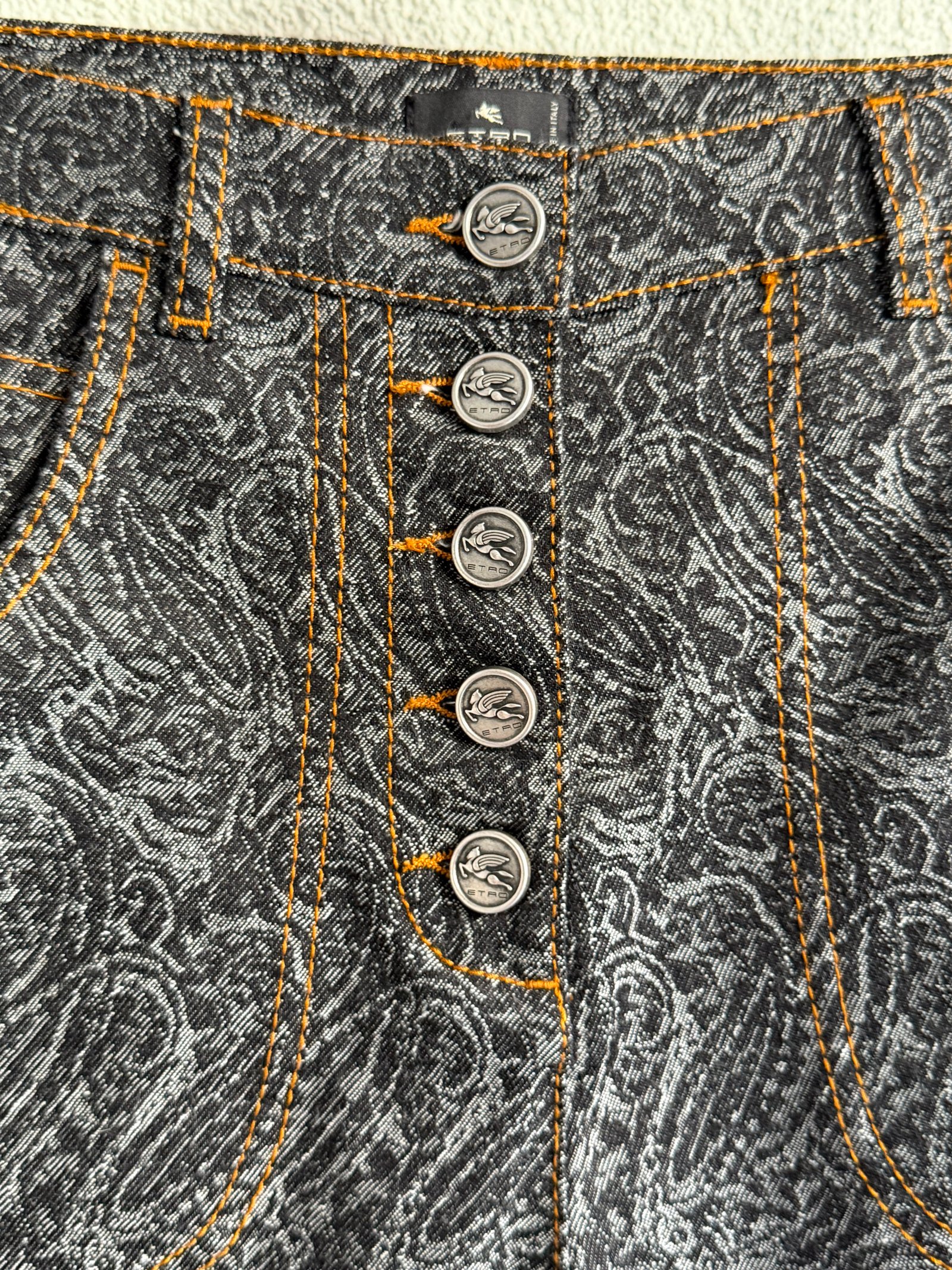 Etro Flared Jacquard Paisley Jeans