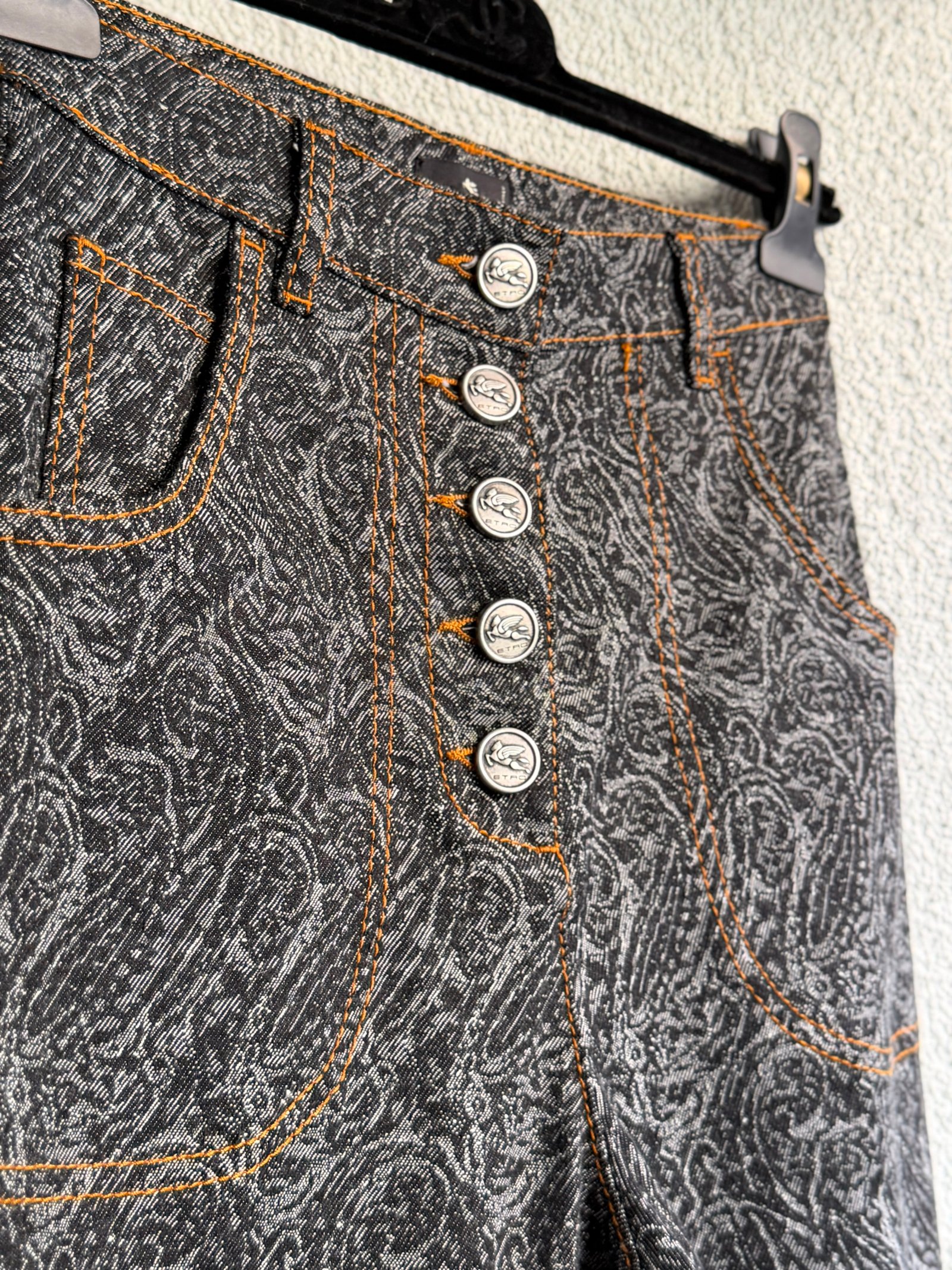 Etro Flared Jacquard Paisley Jeans