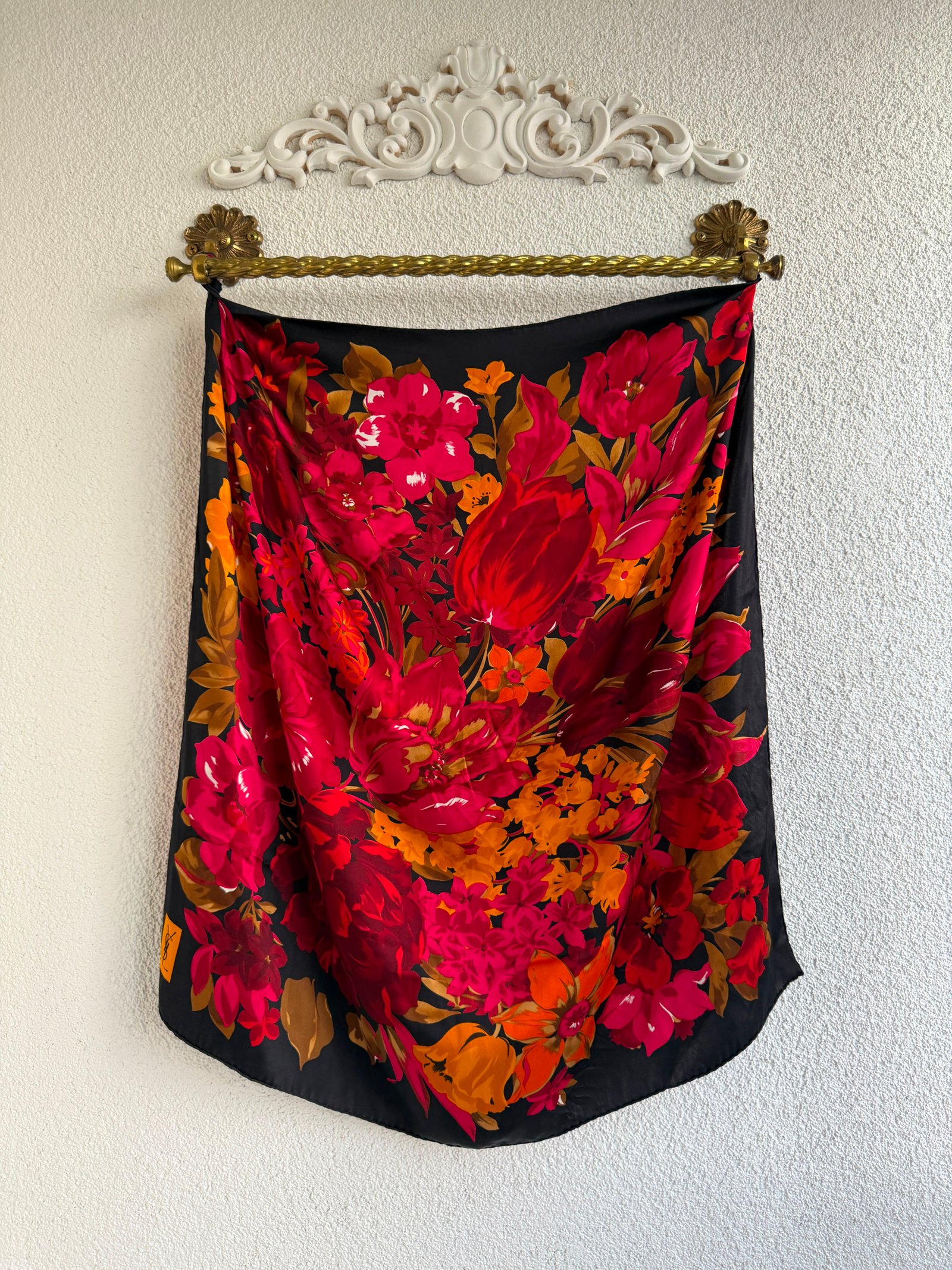 Saint Laurent Floral Printed Silk Scarf