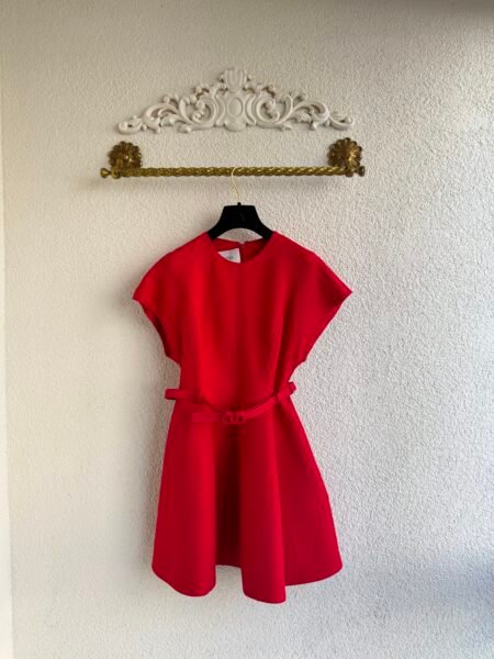 Valentino Garavani Wool VLogo Belted Red Mini Dress