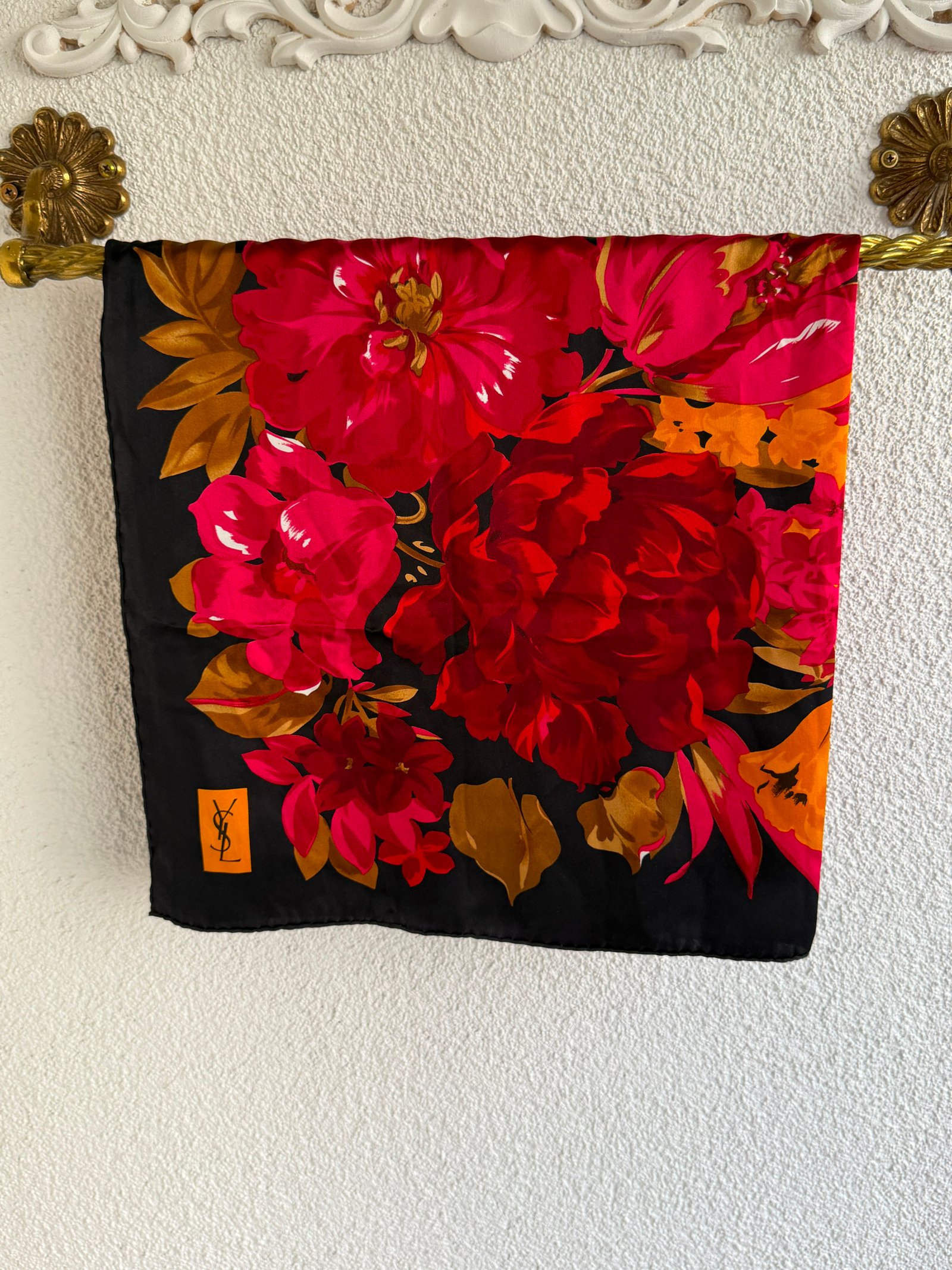Saint Laurent Floral Printed Silk Scarf