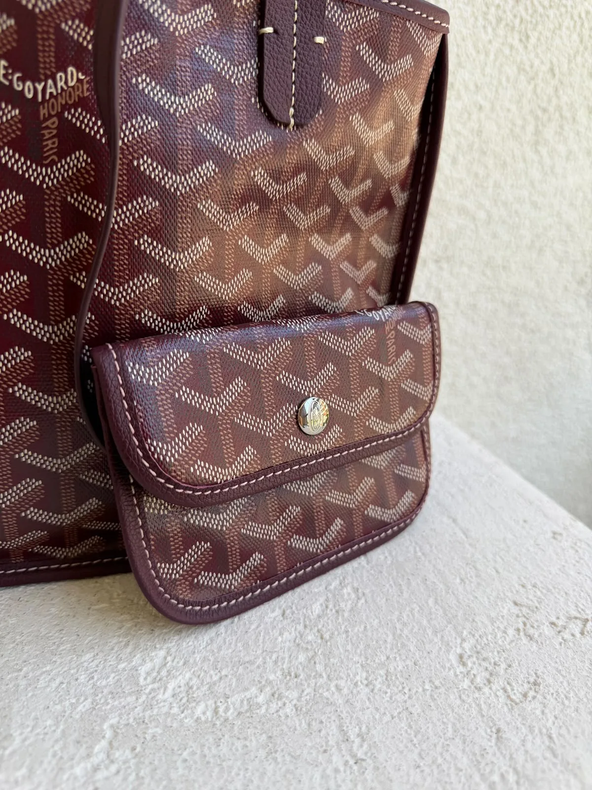 Goyard Goyardine Deri Bordo Çift Taraflı Mini Anjou Çanta
