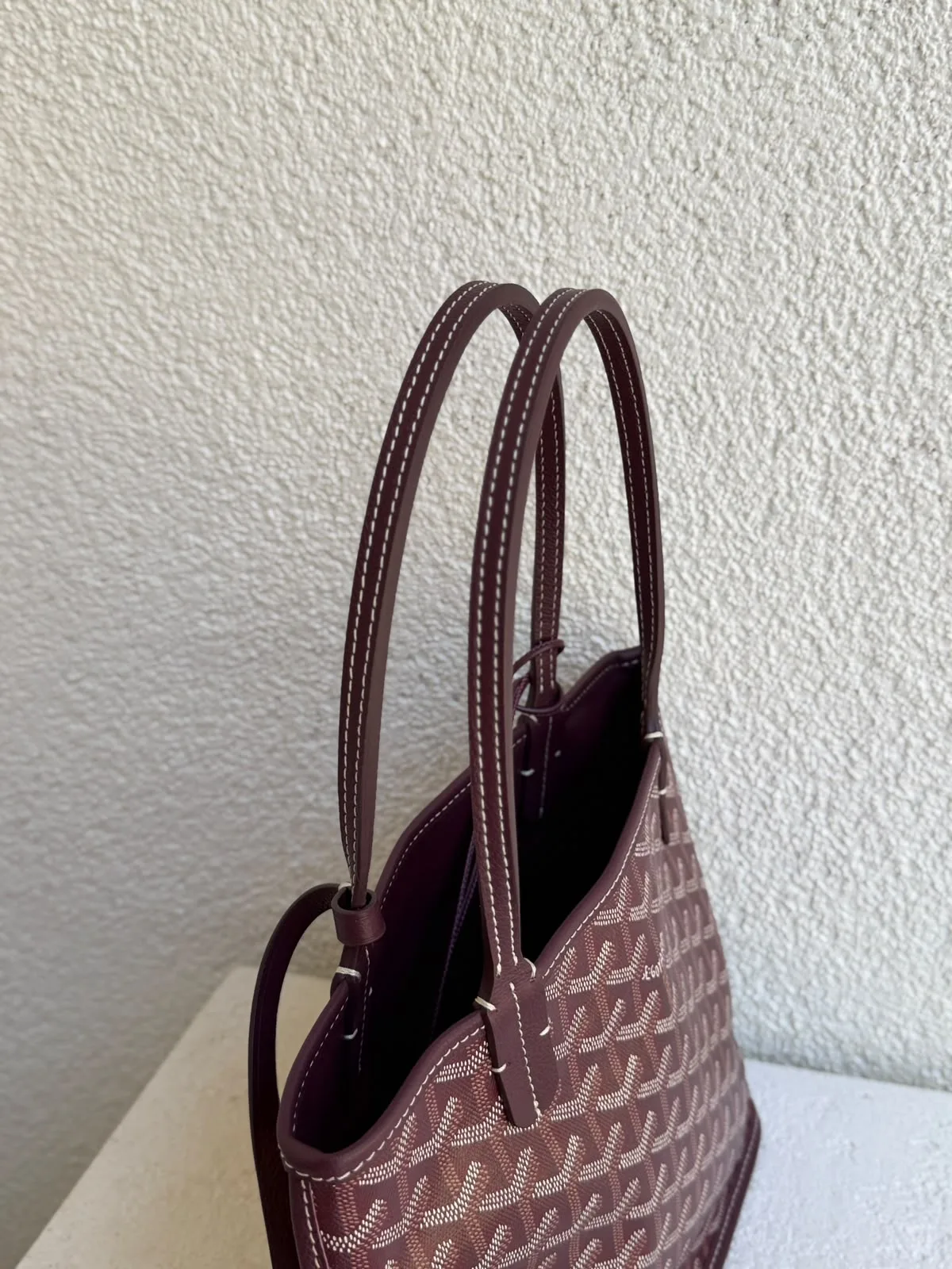 Goyard Goyardine Deri Bordo Çift Taraflı Mini Anjou Çanta