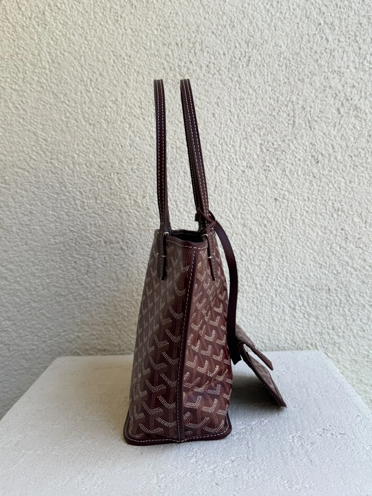 Goyard Goyardine Deri Bordo Çift Taraflı Mini Anjou Çanta