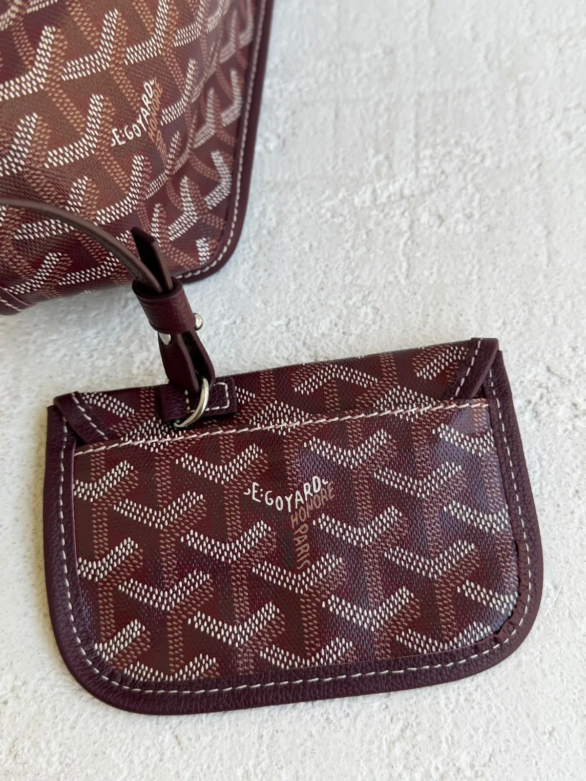 Goyard Goyardine Deri Bordo Çift Taraflı Mini Anjou Çanta