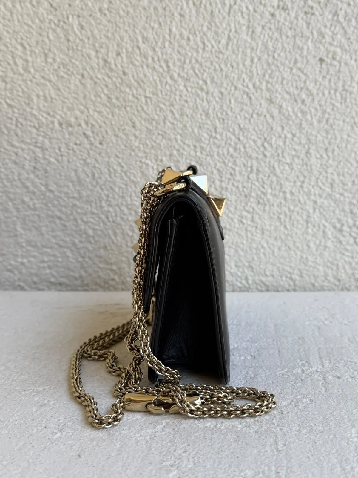 Valentino Black Leather Mini Rockstud Glam Lock Flap Bag
