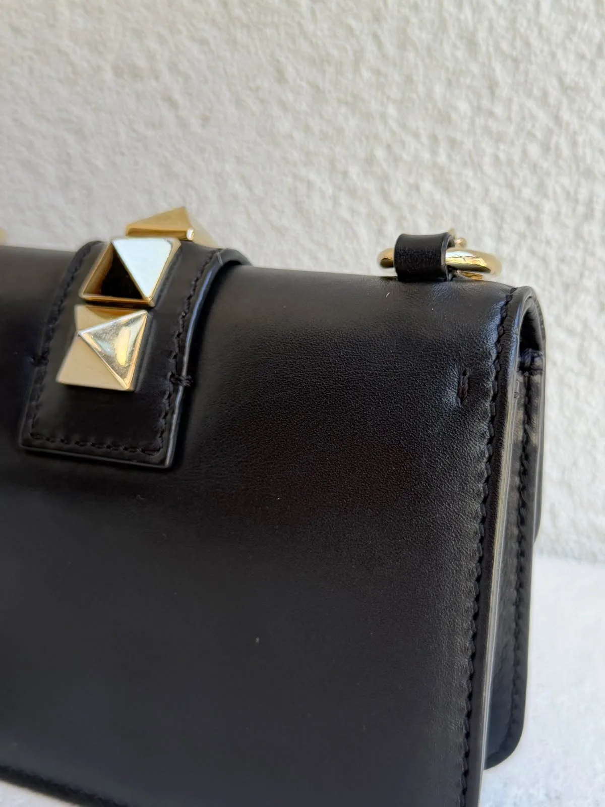 Valentino Black Leather Mini Rockstud Glam Lock Flap Bag