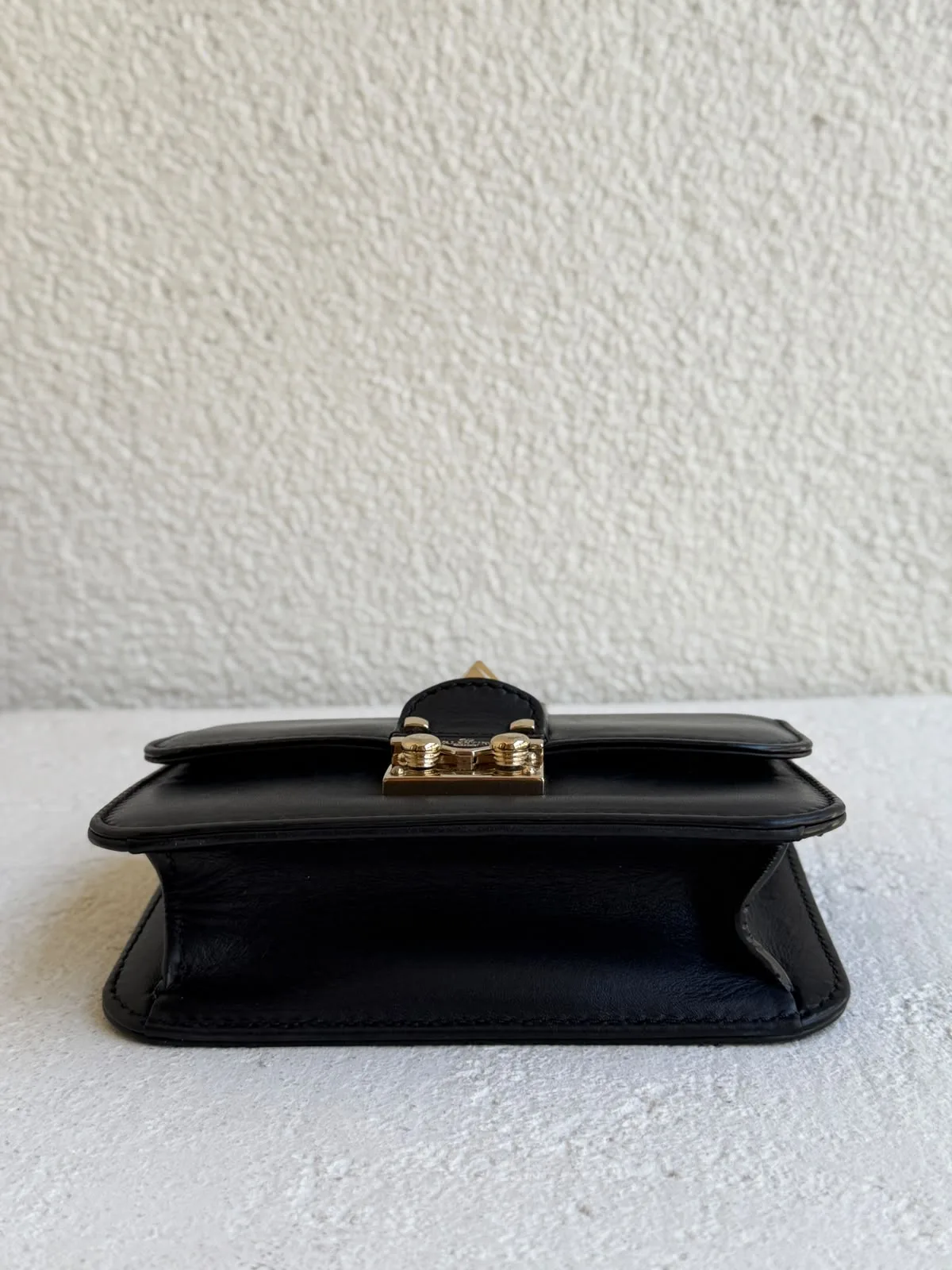 Valentino Black Leather Mini Rockstud Glam Lock Flap Bag