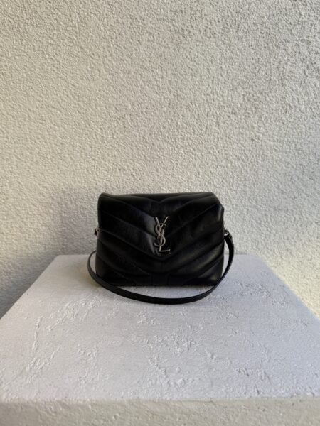 Saint Laurent Calfskin Y Quilted Monogram Monochrome Toy Loulou Crossbody Bag