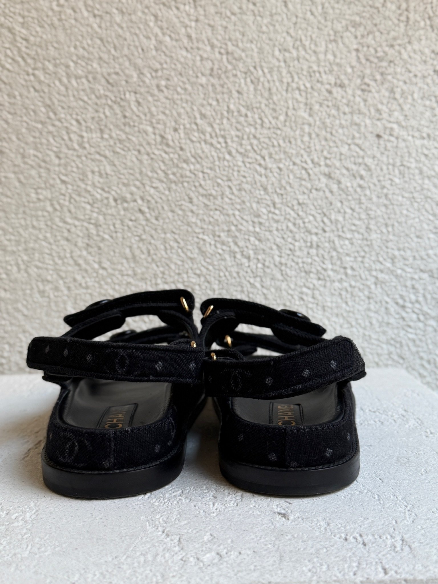CHANEL Denim CC Logo Printed Dad Sandals - Image 3