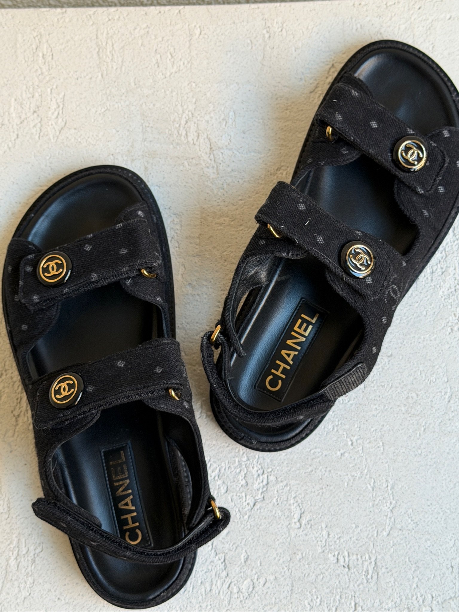 CHANEL Denim CC Logo Printed Dad Sandals - Image 13