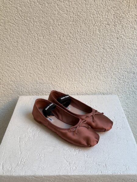 Miu Miu Coco Brown Satin Ballerina Flats