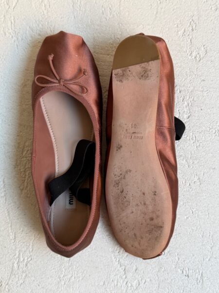 Miu Miu Coco Brown Satin Ballerina Flats