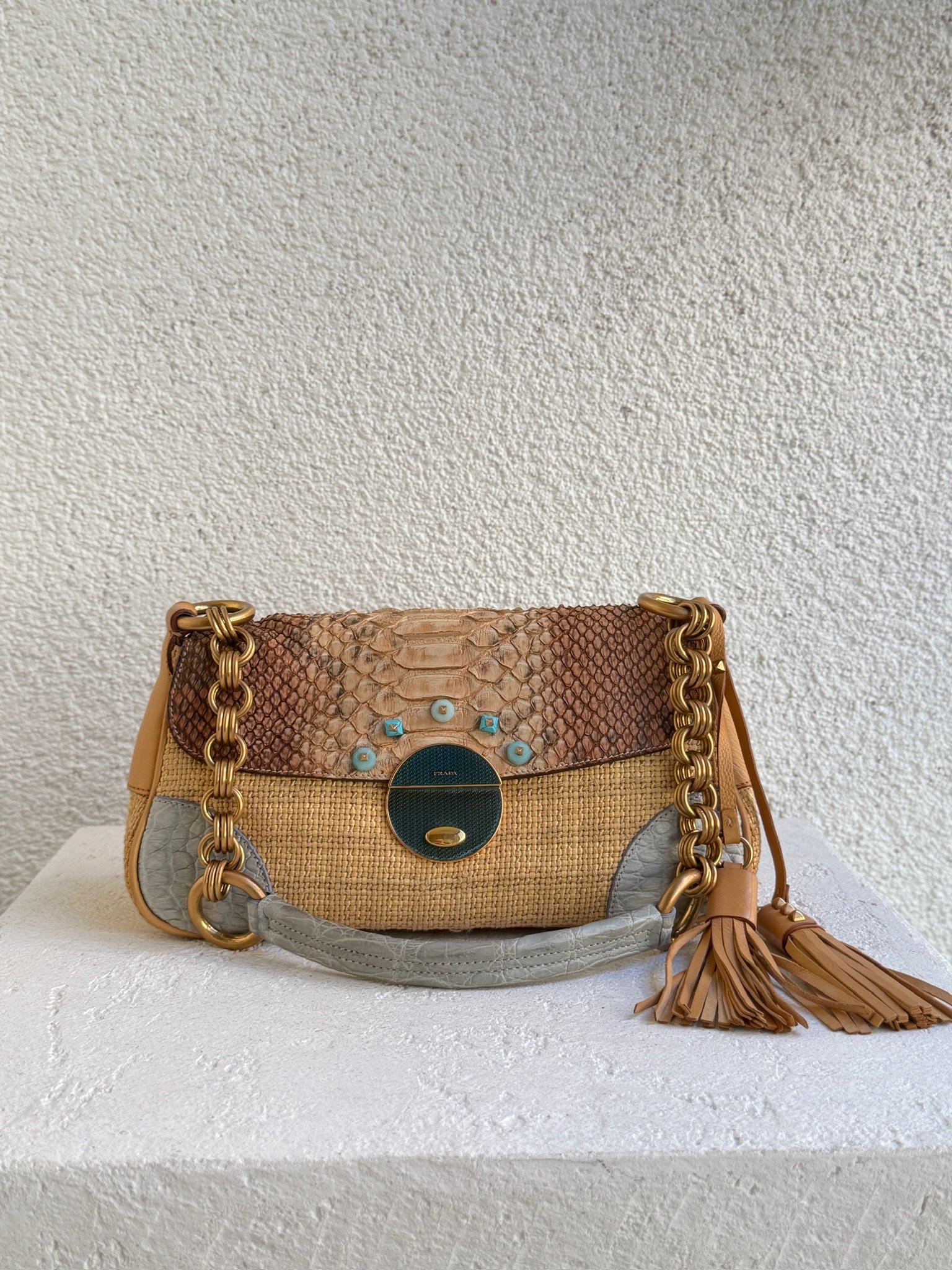 Prada Raffia Basket 2-Way Shoulder Bag