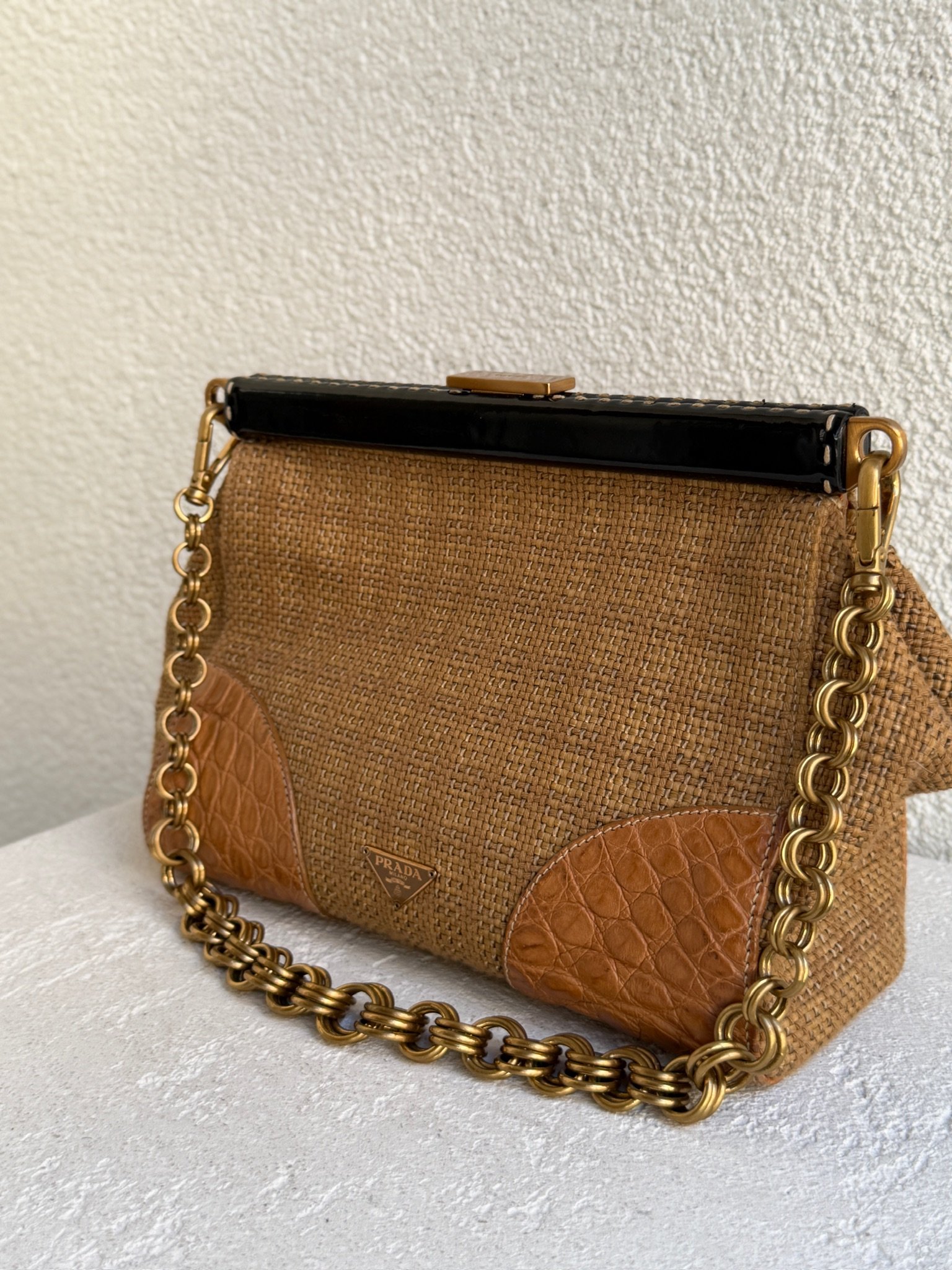 Prada Raffia Basket 2-Way Shoulder Bag - Image 4