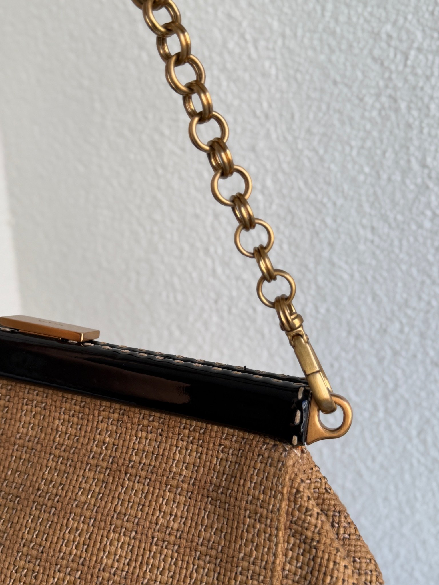 Prada Woven Paglia Cinghiale Chain Omuz Çantası - Görsel 12