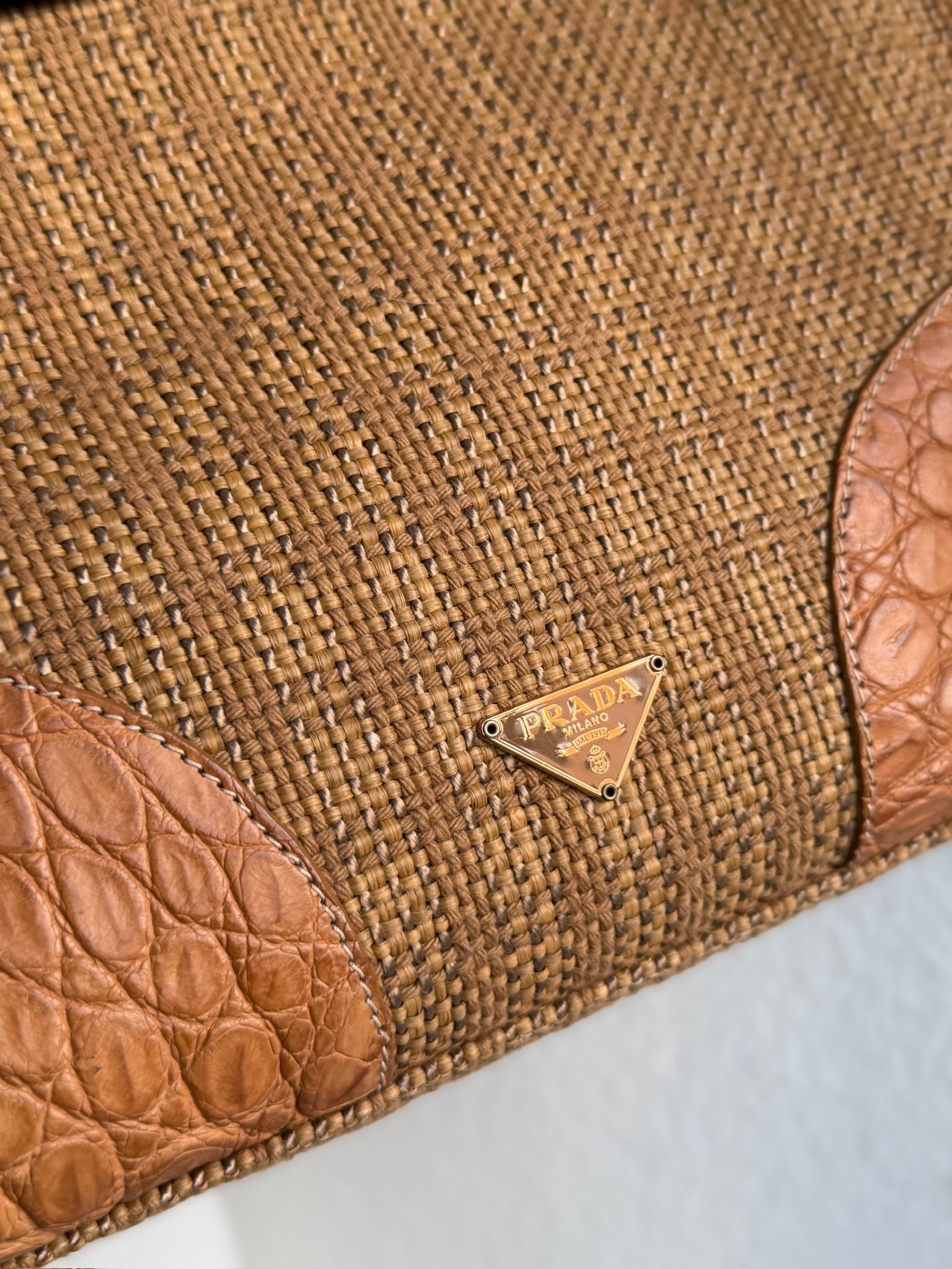 Prada Woven Paglia Cinghiale Chain Omuz Çantası - Görsel 15