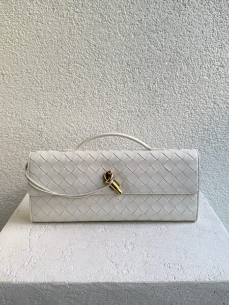 Bottega Veneta Knot Lock White Intrecciato Leather Bag