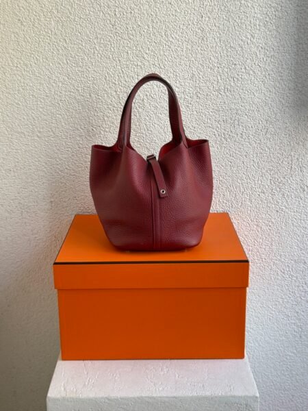 Hermès Picotin Lock Burgundy Leather Bag