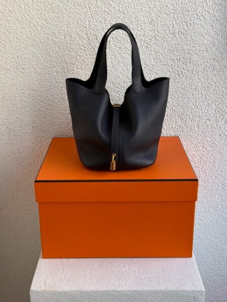 Hermès Picotin Lock Navy Leather Bag