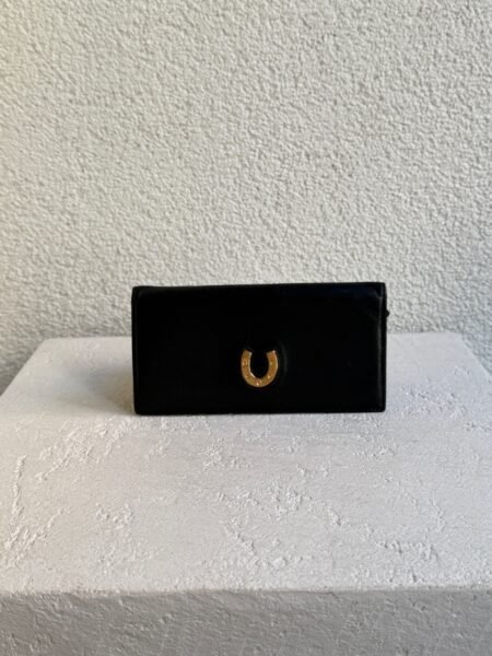 Gucci Vintage Horseshoe Black Leather Long Wallet