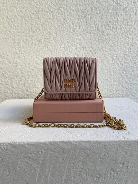 Miu Miu Matelassé Nappa Leather Chain Wallet