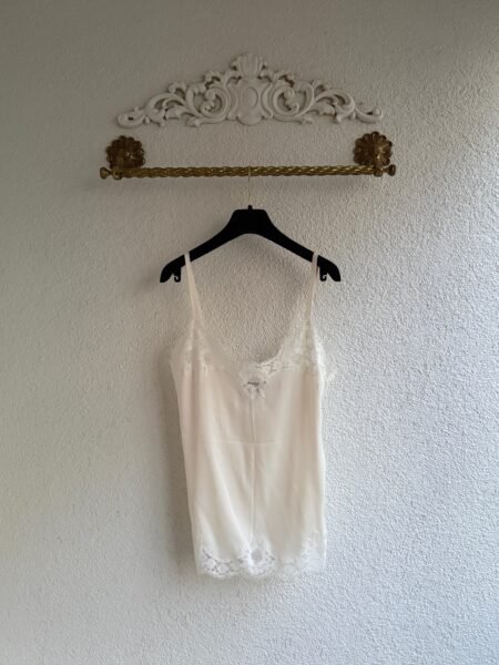 Dolce & Gabbana White Lace Trim Camisole Top