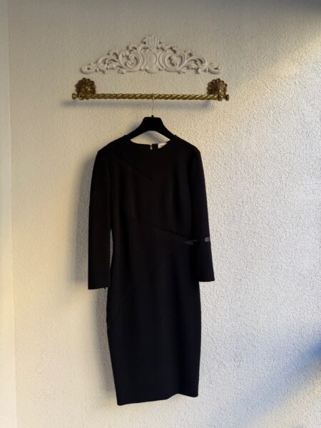 Emilio Pucci Black Sheer Panel Long Sleeve Midi Dress