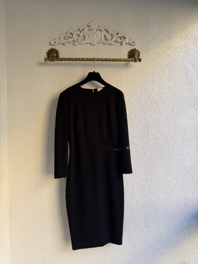 Emilio Pucci Black Sheer Panel Long Sleeve Midi Dress