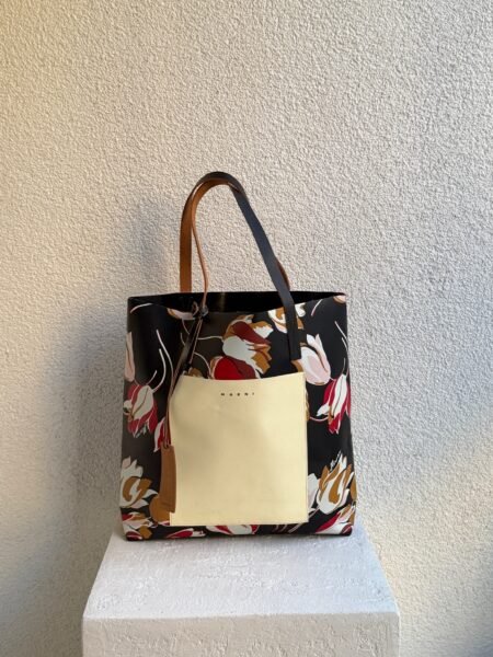 Marni Floral Print Leather Tote Bag