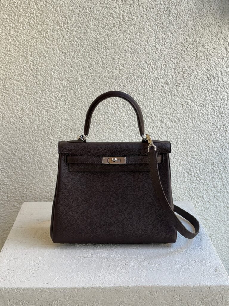 Hermès Kelly Retourne Bag – Dark Brown with Palladium Hardware