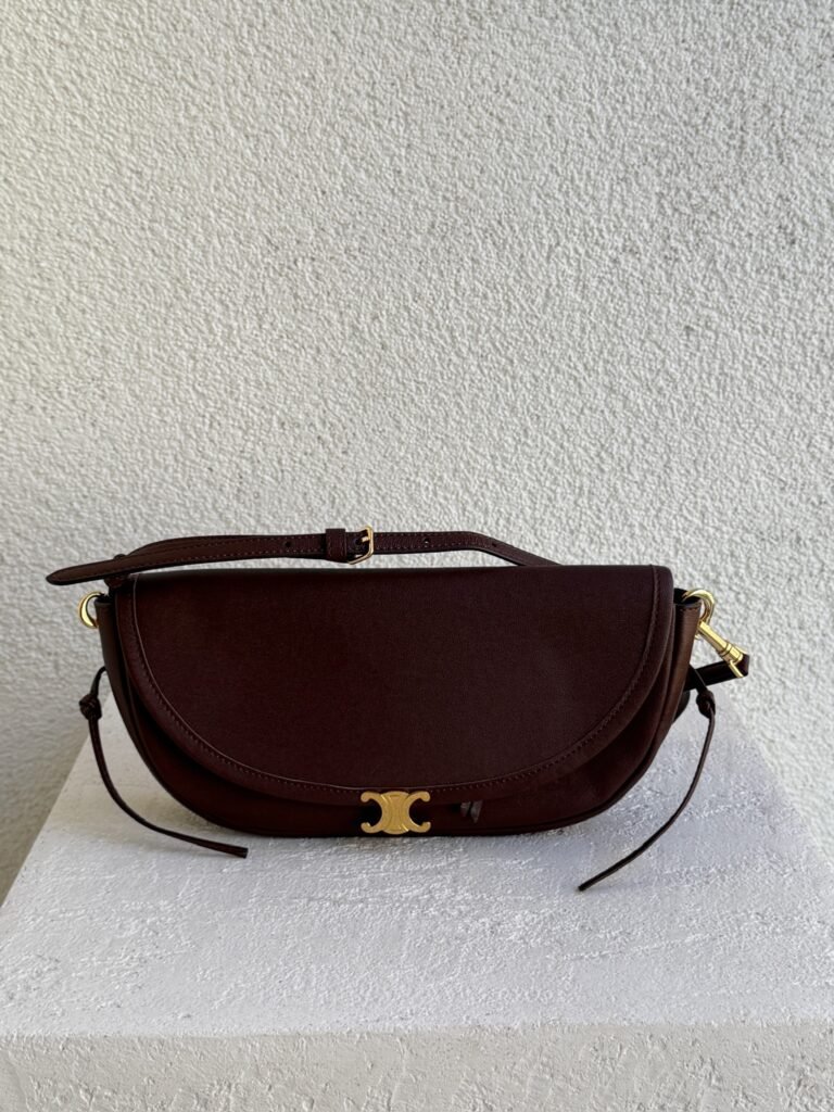 Celine Soft Triomphe Halfmoon Bag – Dark Brown